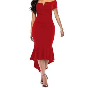 Hi-Lo V-neck Mermaid Dress